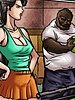 He is wearing an old worn out white t-shirt and baggy jeans - The produce man by Illustrated interracial
