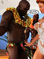 I wanna feel this huge peace of black wood inside - Hawaiian honeymoon  by Interracial sex 3D 2016